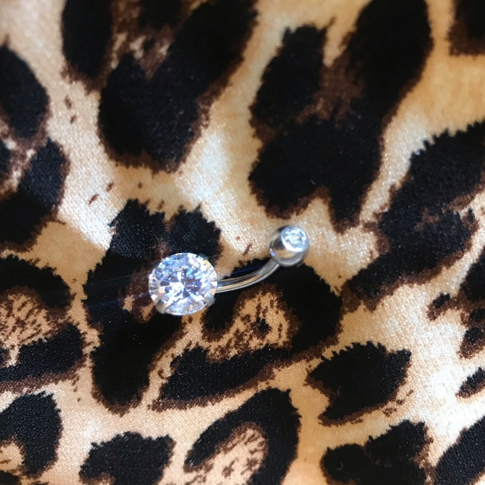 Stainless Steel and CZ Belly Button Ring